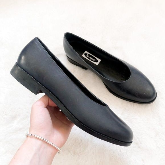 Rockport Leather Heeled Flats Sz 8 - Picture 1 of 7